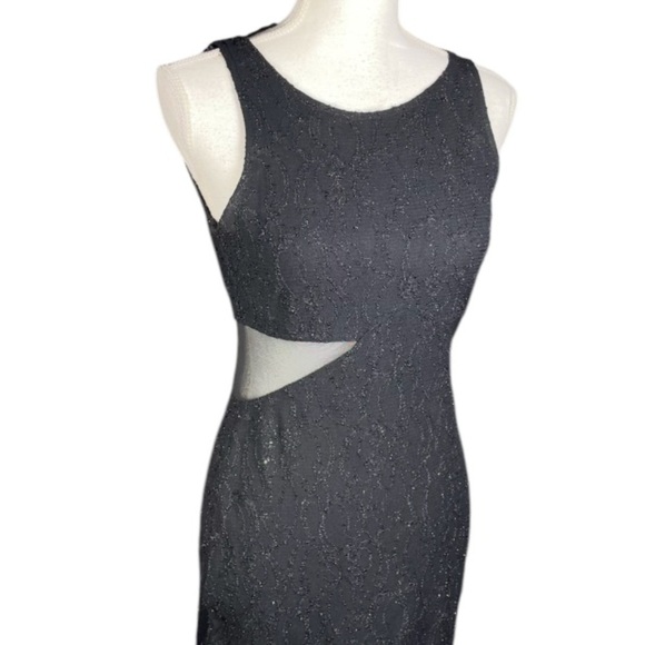 All That Jazz Dress Womens Medium Black Vintage Y2K Whimsigoth Sparkle Mesh Maxi - Picture 4 of 9